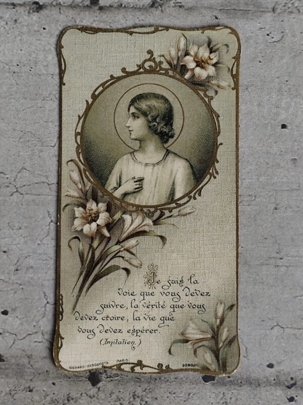 Ancienne carte religieuse souvenir de première communion de 1912