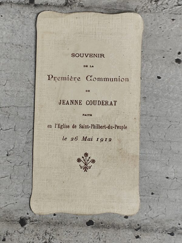 Ancienne carte religieuse souvenir de première communion de 1912 – Image 2