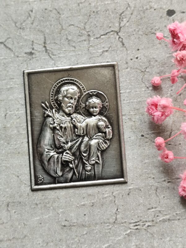 Plaque religieuse de saint joseph de couleur argent