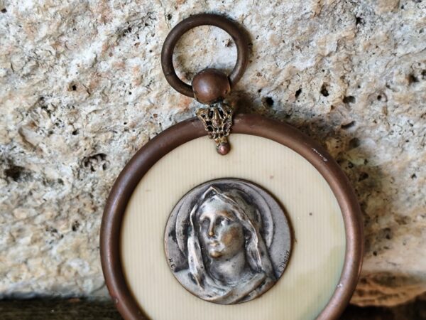 Rare antique médaille religieuse de berceau de la vierge marie signée dropsy – Image 3