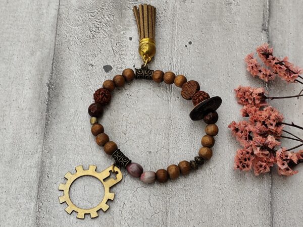 rare bracelet religieux dizainier en bois ,graines de job, graine de rudraksha – Image 3