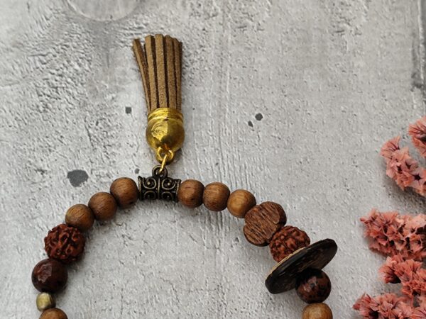 rare bracelet religieux dizainier en bois ,graines de job, graine de rudraksha – Image 6