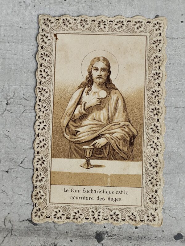 Carte religieuse canivet ancienne le pain eucharistique