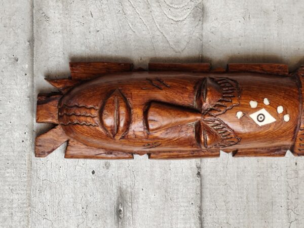 masque africain en bois, vintage Africain Bois Sculpté Tribal Masque Art Populaire Maison Mur Décor Marron Traditionnel Ethnique Tribal Art – Image 3