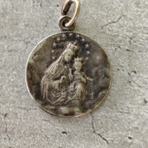 Antique médaille religieuse de la vierge marie et Jésus Christ scapulaire (Copie)