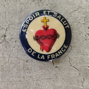 Antique Whitehead and Hoag button Espoir et Salut de la France, badge pin Espoir et Salut