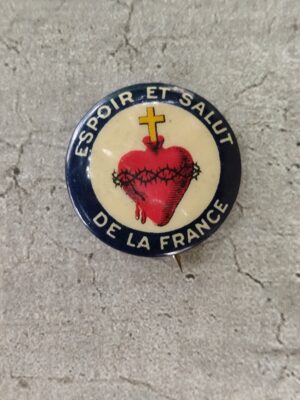 Antique Whitehead and Hoag button Espoir et Salut de la France, badge pin Espoir et Salut