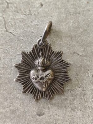 Rare antique médaille du sacré coeur coeur sacré de Jésus j'ai confiance en vous 300 jours d'indulgence par le pape pie X