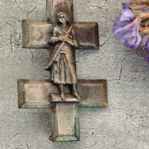 Antique broche religieuse de Jeanne d'Arc