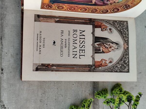 Missel romain  catholique vintage français en cuir, livre de messe , livre prières  de 1940  avec illustrations d'après Fra Angelico – Image 6