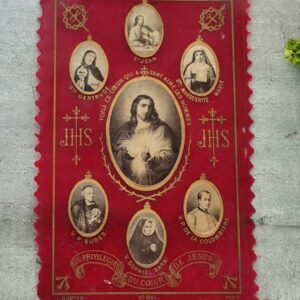 Rare ancienne image pieuse religieuse avec des photos de saints et saintes