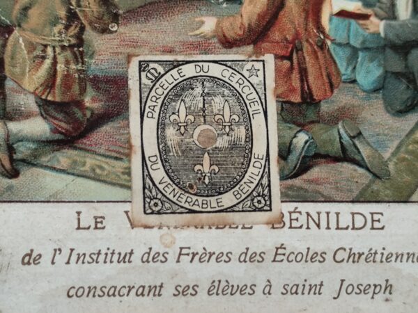 Rare carte relique de saint benilde parcelle du cercueil du vénérable saint benilde – Image 2