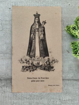 Antique image pieuse notre dame de Fourvière priez pour nous, art sacré, carte religieuse précieux souvenirs religieux