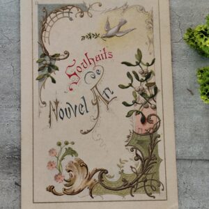 Antique image pieuse calendrier spirituel souhaits du nouvel an , art sacré, carte religieuse précieux souvenirs religieux