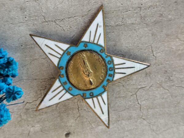 Antique broche religieuse notre dame de seez en email – Image 3