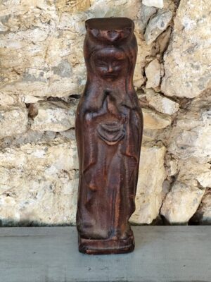 Ancienne statue religieuse de la Vierge Marie en bois