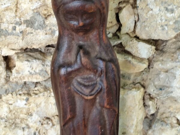 Ancienne statue religieuse de la Vierge Marie en bois – Image 3