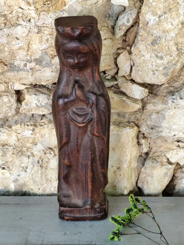 Ancienne statue religieuse de la Vierge Marie en bois – Image 5