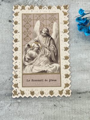 Rare carte religieuse ancienne le sommeil de Jésus carte canivet