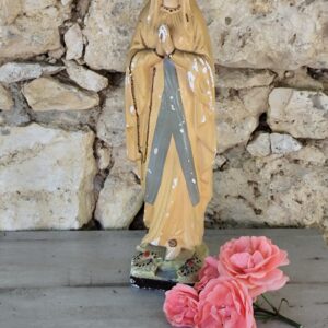 Rare ancienne statue de la vierge marie notre dame de Lourdes en plâtre