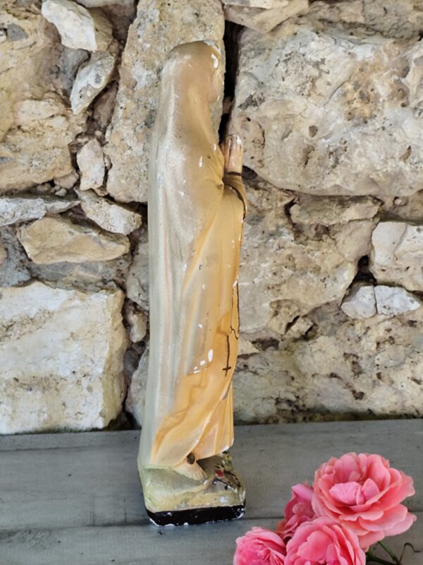 Rare ancienne statue de la vierge marie notre dame de Lourdes en plâtre – Image 5