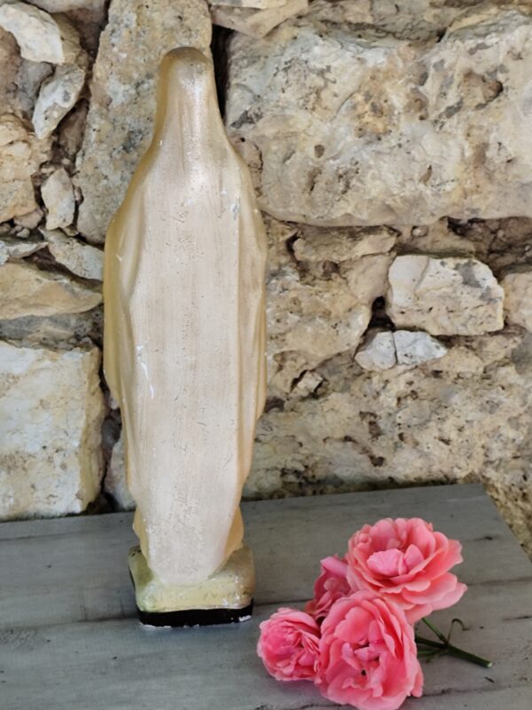 Rare ancienne statue de la vierge marie notre dame de Lourdes en plâtre – Image 6