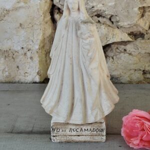 Ancienne statue religieuse de notre dame de rocamadour en plâtre