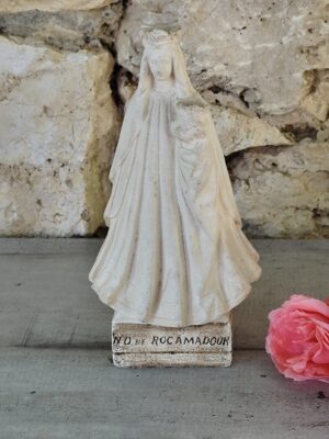 Ancienne statue religieuse de notre dame de rocamadour en plâtre