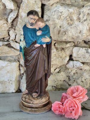 Rare statue religieuse de saint Joseph en plâtre