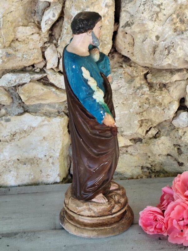 Rare statue religieuse de saint Joseph en plâtre – Image 5