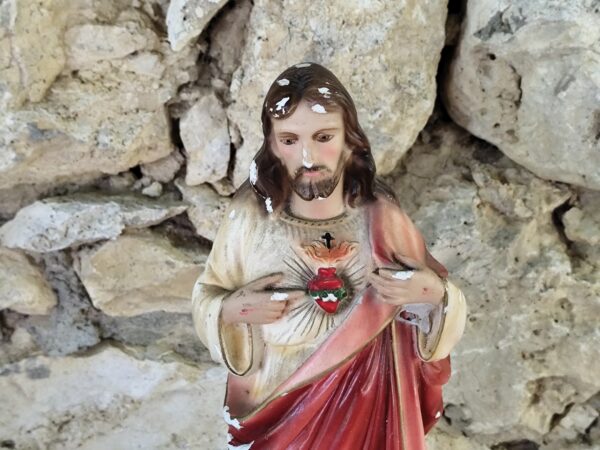 Rare antique statue  de  Jésus Christ en plâtre et peinte à la main – Image 2