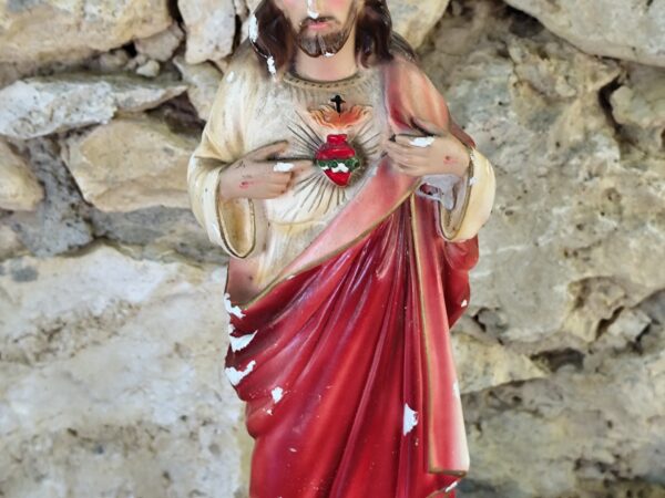 Rare antique statue  de  Jésus Christ en plâtre et peinte à la main – Image 5