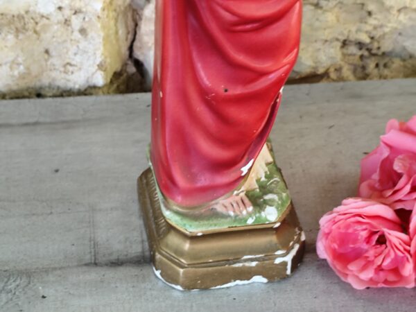 Rare antique statue  de  Jésus Christ en plâtre et peinte à la main – Image 7