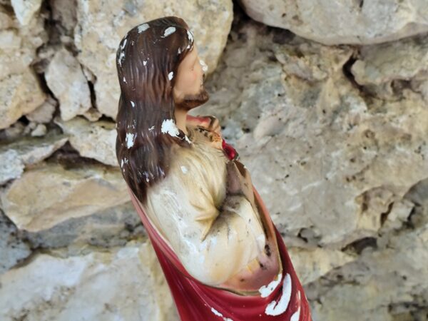 Rare antique statue  de  Jésus Christ en plâtre et peinte à la main – Image 8