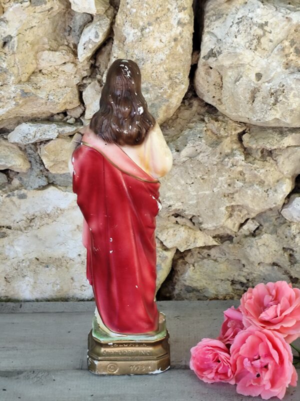 Rare antique statue  de  Jésus Christ en plâtre et peinte à la main – Image 9