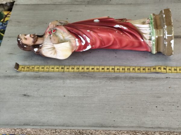 Rare antique statue  de  Jésus Christ en plâtre et peinte à la main – Image 11