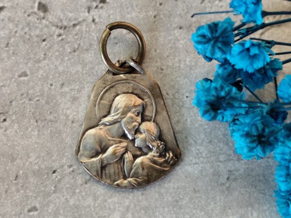 rare médaille religieuse de communion de couleur argentée – Image 3