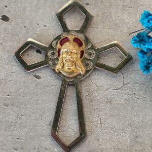 Rare grande croix religieuse de Jésus Christ