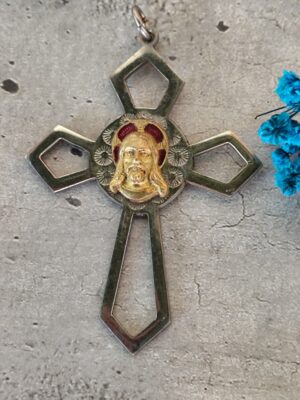 Rare grande croix religieuse de Jésus Christ