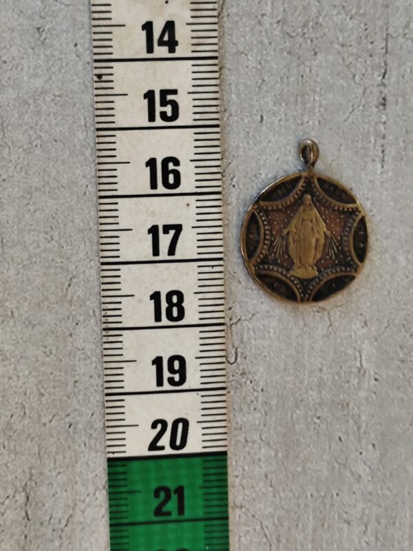 Rare Médaille religieuse ancienne de saint joseph et de la Vierge Marie en laiton du 19eme siècle  – Image 3