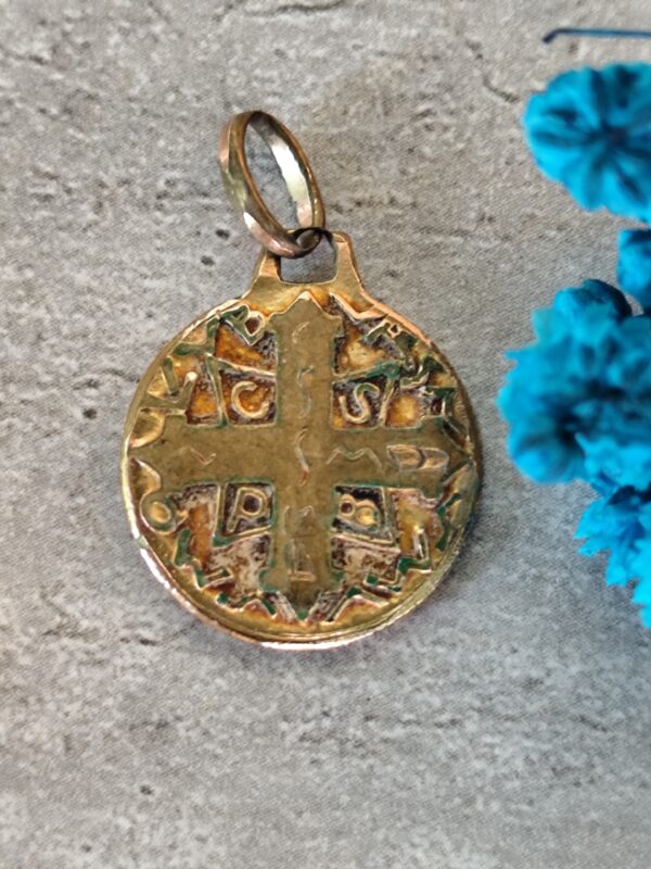 Saint Benoit en calcat draconem Fernand PY, Médaillon Pendent Médaille Saint Charme – Image 2
