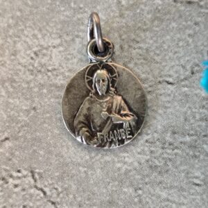 Antique  médaille religieuse française de notre dame du bon secours ronde de couleur argent