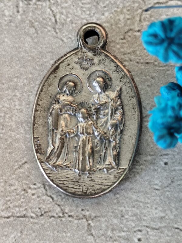 Médaille religieuse ancienne de saint joseph et de la sainte famille – Image 2