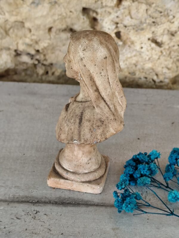 Rare antique Ancienne statue religieuse buste de sainte Thérèse en plâtre – Image 4
