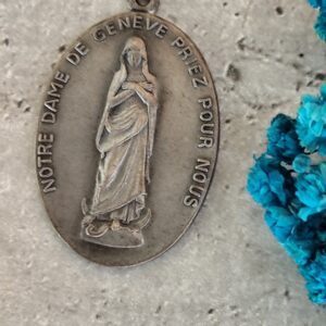 Antique médaille religieuse notre dame de geneve priez pour nous