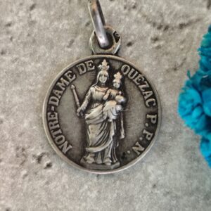 Antique médaille religieuse notre dame de Quezac en argent