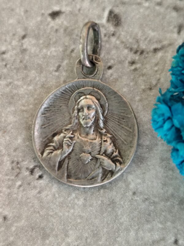 Antique médaille religieuse notre dame de Quezac en argent – Image 3