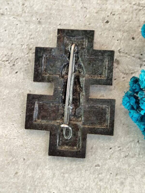 Rare ancienne broche religieuse croix lorraine de Jeanne d'Arc – Image 2