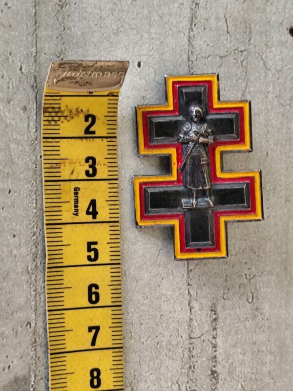 Rare ancienne broche religieuse croix lorraine de Jeanne d'Arc – Image 3