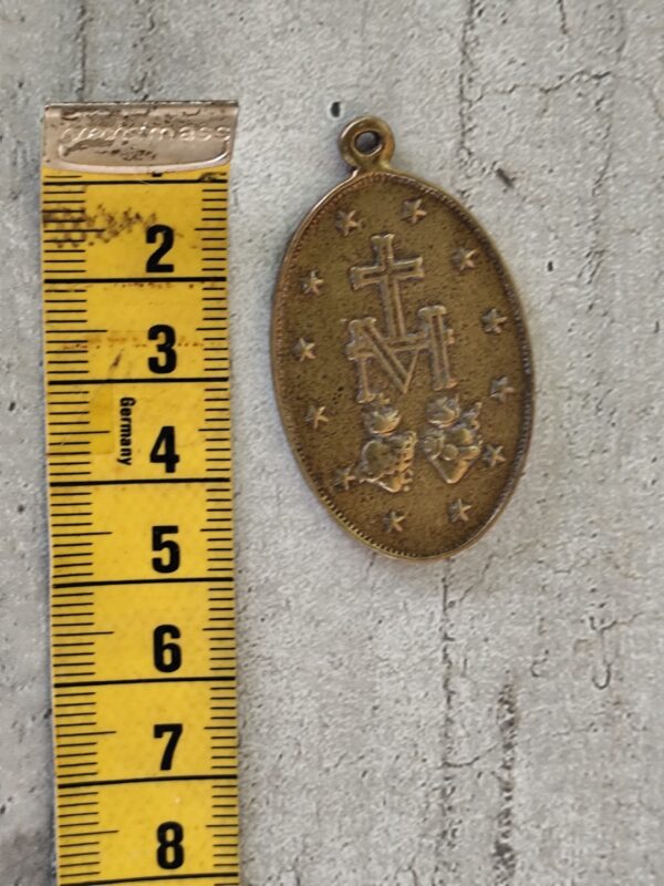 Rare médaille religieuse de la Vierge Marie Miraculeuse 1830 en laiton – Image 3